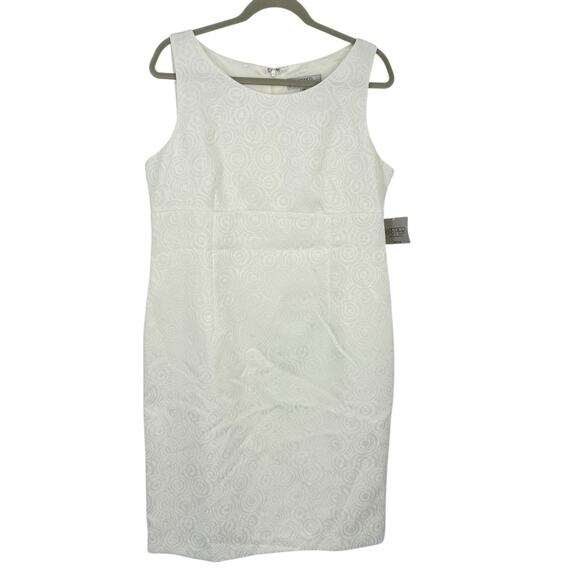 Kasper Artsy Textured Sleeveless Sheath Dress Size 14P White NEW - Picture 1 of 10